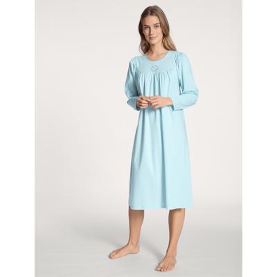 Nachthemd CALIDA "Soft Cotton", Damen, Gr. L (48/50), N-Gr, Langarm, Interlock, blau (hellblau), Interlock, Obermaterial: 100% Baumwolle, unifarben, comfort fit kniebedeckend, Rundhals, Kleider Nachthemd, Raglanärmeln, Langarm, Interlock-Qualität,...