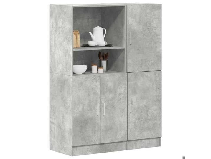 NEW 2026  Armoires de cuisine - (lot de 2) - Cabinets suspendue - gris béton bois ingénierie 95x41.5x131.5 cm L34