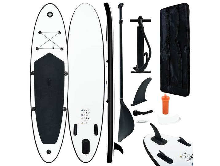 vidaXL Aufblasbares Stand Up Paddle Board Set Schwarz und Weiß
