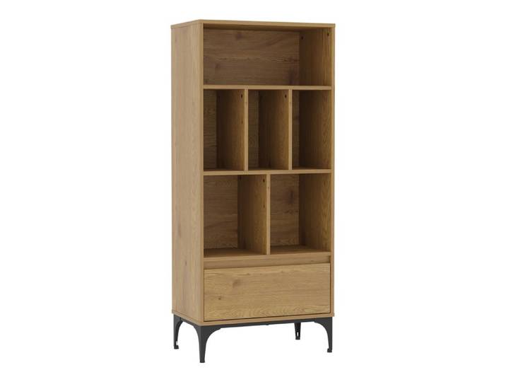 Bibliothèque Kistiandi 137 x 60 x 35 cm effet chêne foncé