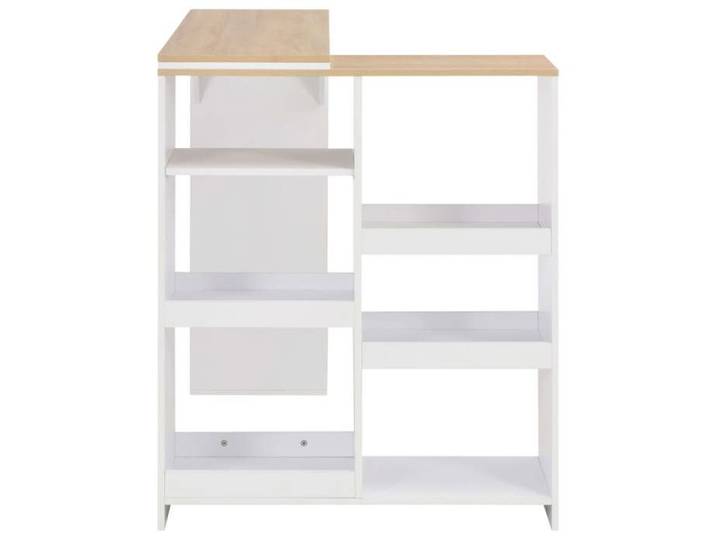 Table cuisine 2/4 personnes Blanc - LEMON® Table de bar/Table à dîner - avec tablette amovible - Blanc - 138x39x110cm 491 - Soldes