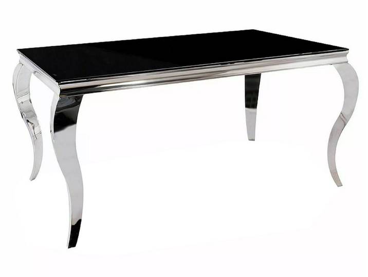 Feldmann-Wohnen Esstisch Prince (Tischplatte aus gehärtetem Glas, 1-St., chromglänzendes Design, geschwungene Beine), 180x90x75cm schwarz Chrom