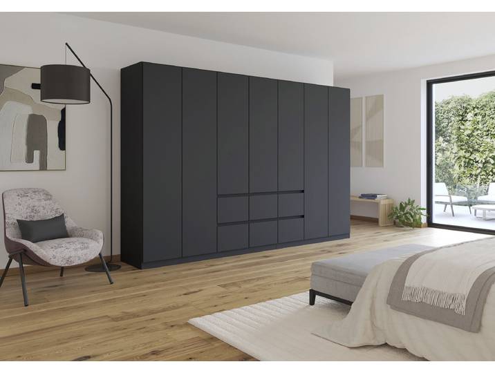 Drehtürenschrank Mainz 315cm Grau/Graumetallic Basic ohne Spiegeltür/-en