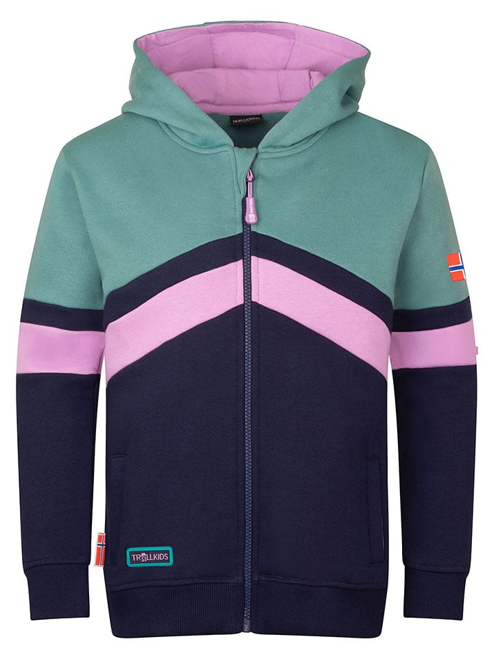 Trollkids Sweatjacke "Flekkefjord" in Lila - 128