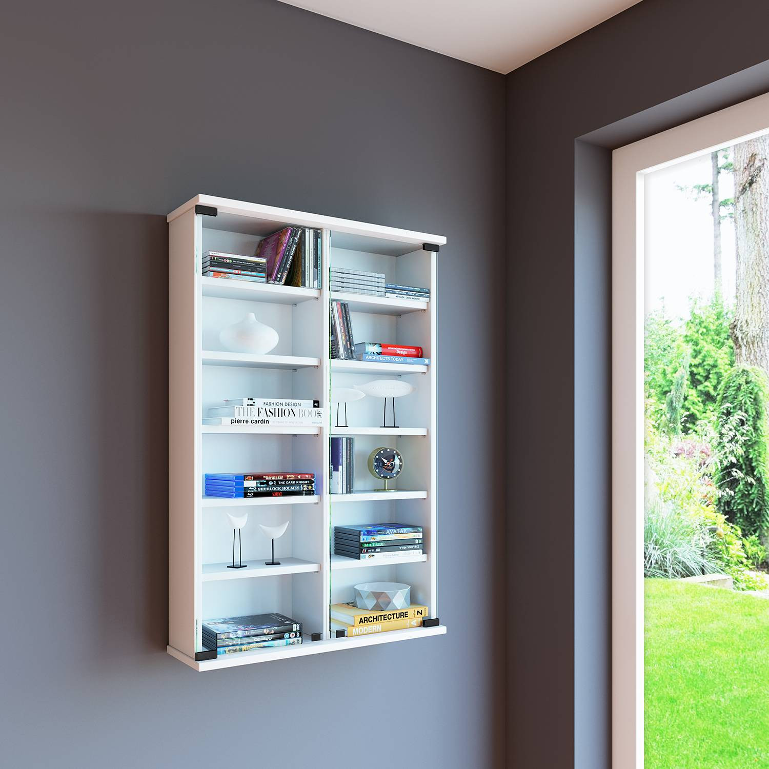 home24 Wandvitrinekast Loposa wit/wit 60cm