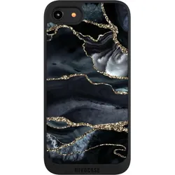 Nivocase Handyhülle für Apple iPhone 7 Hülle NIVOpure Case Schwarz Glitzer Look Marmor Trends (Apple iPhone 7), Smartphone Hülle, Schwarz