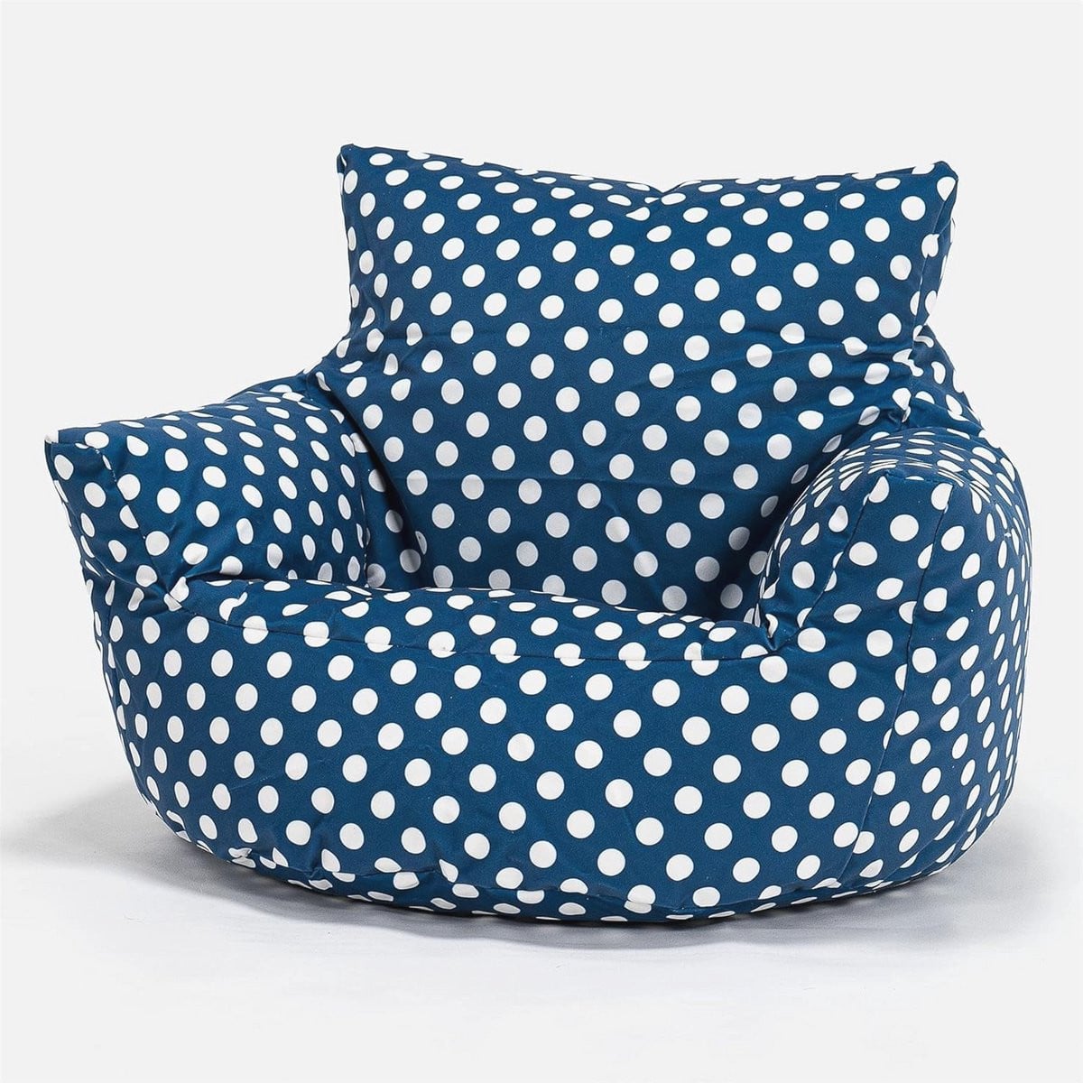 Kinder zitzak stoel met armleuningen - Blauw Polka Dot