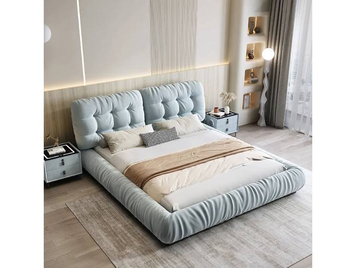 Cadre de lit double moderne 200 x 200 cm, lit Queen Size 150x200 cm, cadre de lit de luxe en bois moderne, mobilier de chambre à coucher