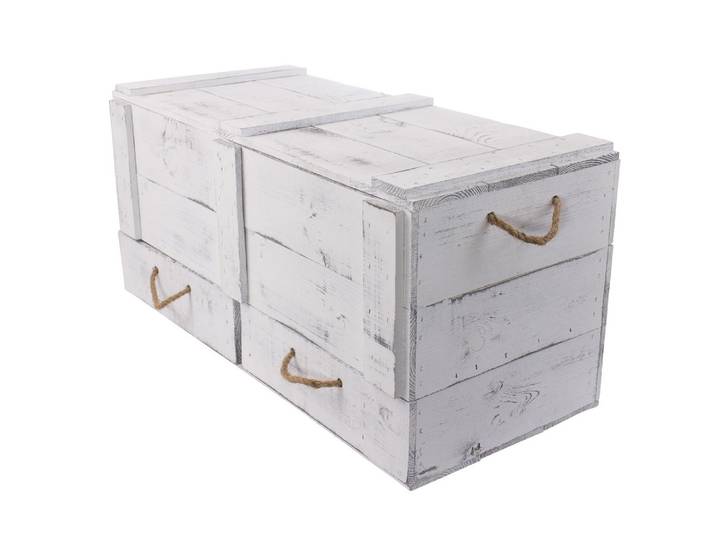 Holzkiste HOLZ ZOLLHAUS Vintage Shabby Weiss, 85 x 40 cm , weiss (weiß), B:85cm H:40cm T:38,5cm, Aufbewahrungsboxen, Holzkiste, Herkunftsland Ukraine, Holzart Kiefer