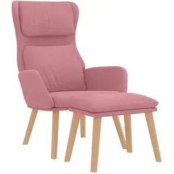 vidaXL Relaxsessel mit Hocker Rosa Samt