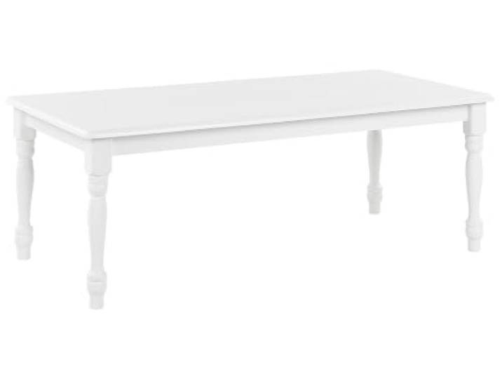 Beliani Couchtisch weiß rechteckig 60x120 cm gedrechselte Holzbeine Landhaus Stil Kokomo
