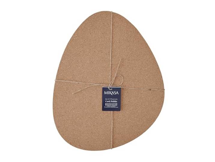 Mikasa Kiezelvormige placemats van kurk, set van 4 placemats om te eten, 38 cm x 30 cm Tafelbeschermers
