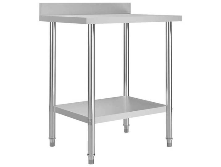 Moderne Table de travail de cuisine avec dosseret - 80x60x93 cm - Inox - Restauration @FR 4440