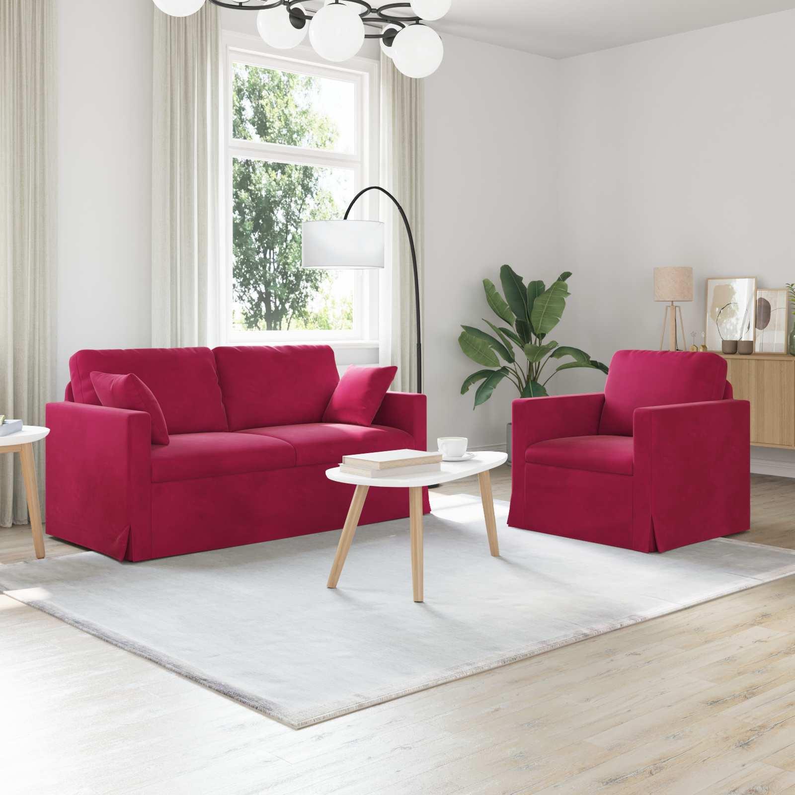 Maison Exclusive - Sofa Set 2 stk. Weinrot Samt