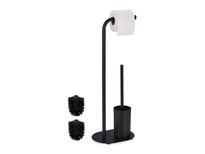 Relaxdays Serviteur WC\, HxLxP : 64\,5x23x17 cm\, dérouleur Non Fixe\, Brosse avec Support\, Fer\, Noir