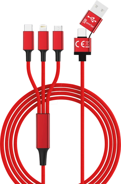 smrter Smrter Hydra ULTRA 5-in-1 USB-Ladekabel (1,2 m), red