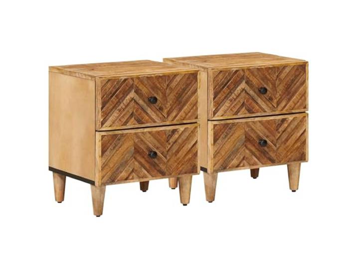 Heofavd Nachttisch 2er Set Massivholz Mango Braun 40x33,5x46 cm