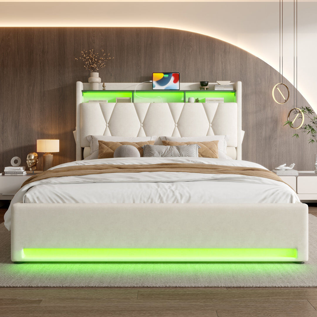 Metro Metal Bed Beige 116.5cm H X 143cm W X 211cm L