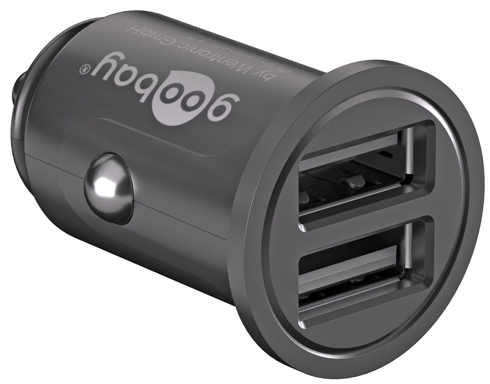 goobay 24W 2x USB-A Kfz-Ladegerät, schwarz 71897