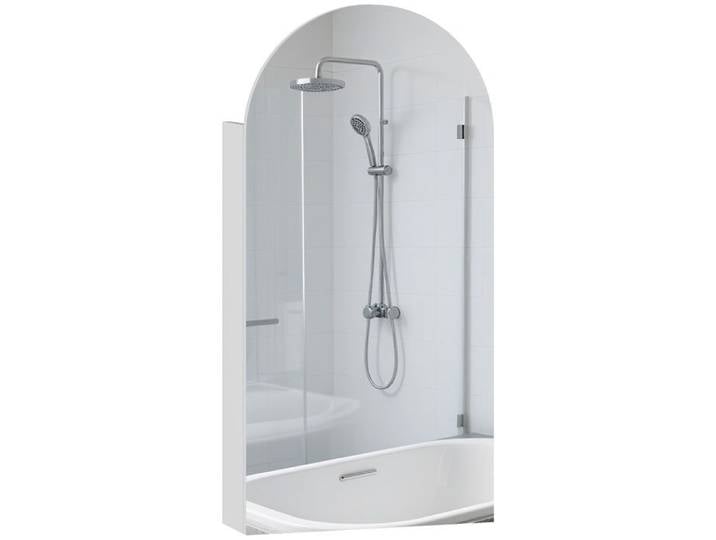 Armoire à miroir arquée de salle de bain avec étagères en verre réglables Blanche