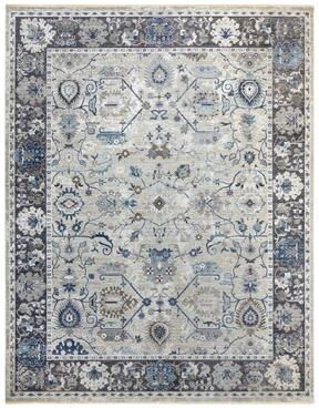 Gertmenian Astris Banha Traditional Floral Wide Border Grey/Charcoal/Navy Area Rug