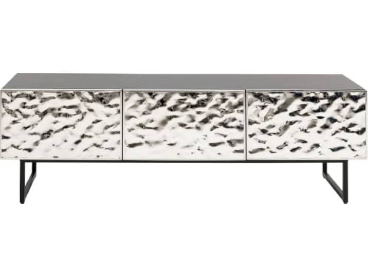 Kare Design Lowboard Carino, Silber/Schwarz, Chrom, 50x151x39 cm, Sideboard, TV-Board, Aufbewahrung, Push-to-Open, mit 3 Türen, Holz Korpus, Wohnzimmer