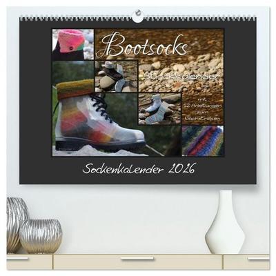 Sockenkalender Bootsocks 2026 (hochwertiger Premium Wandkalender 2026 DIN A2 quer), Kunstdruck in Hochglanz