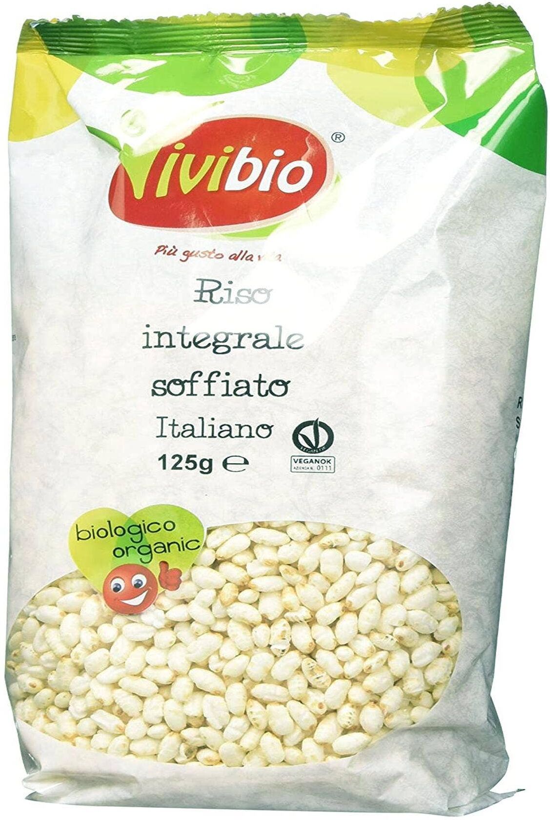 VIVIBIO Riso Integrale Soffiato 125 Grammi 