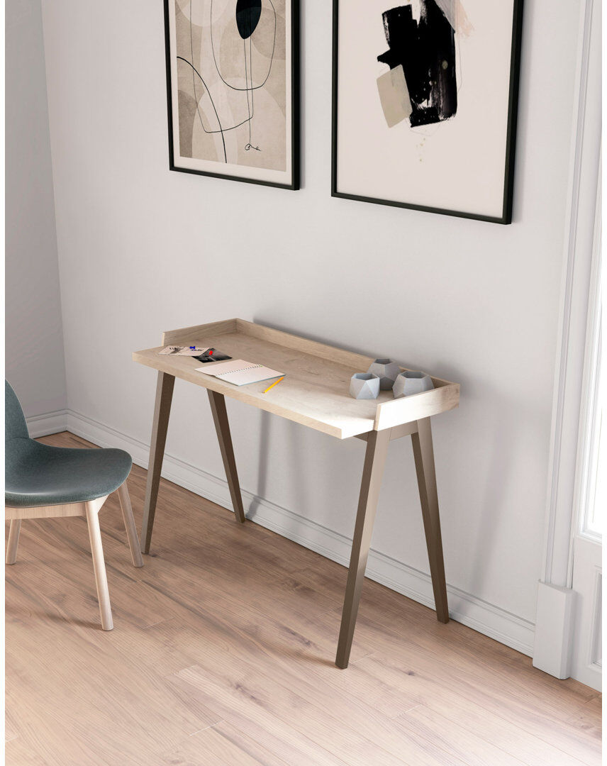 Brayden Studio Mcraney Solid Wood Writing Desk Light Oak/Moka