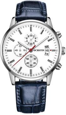 Everyday Crate OCHSTIN 6084C Mens Quartz Watch Waterproof Luminous Leather Business Watch silver+blue