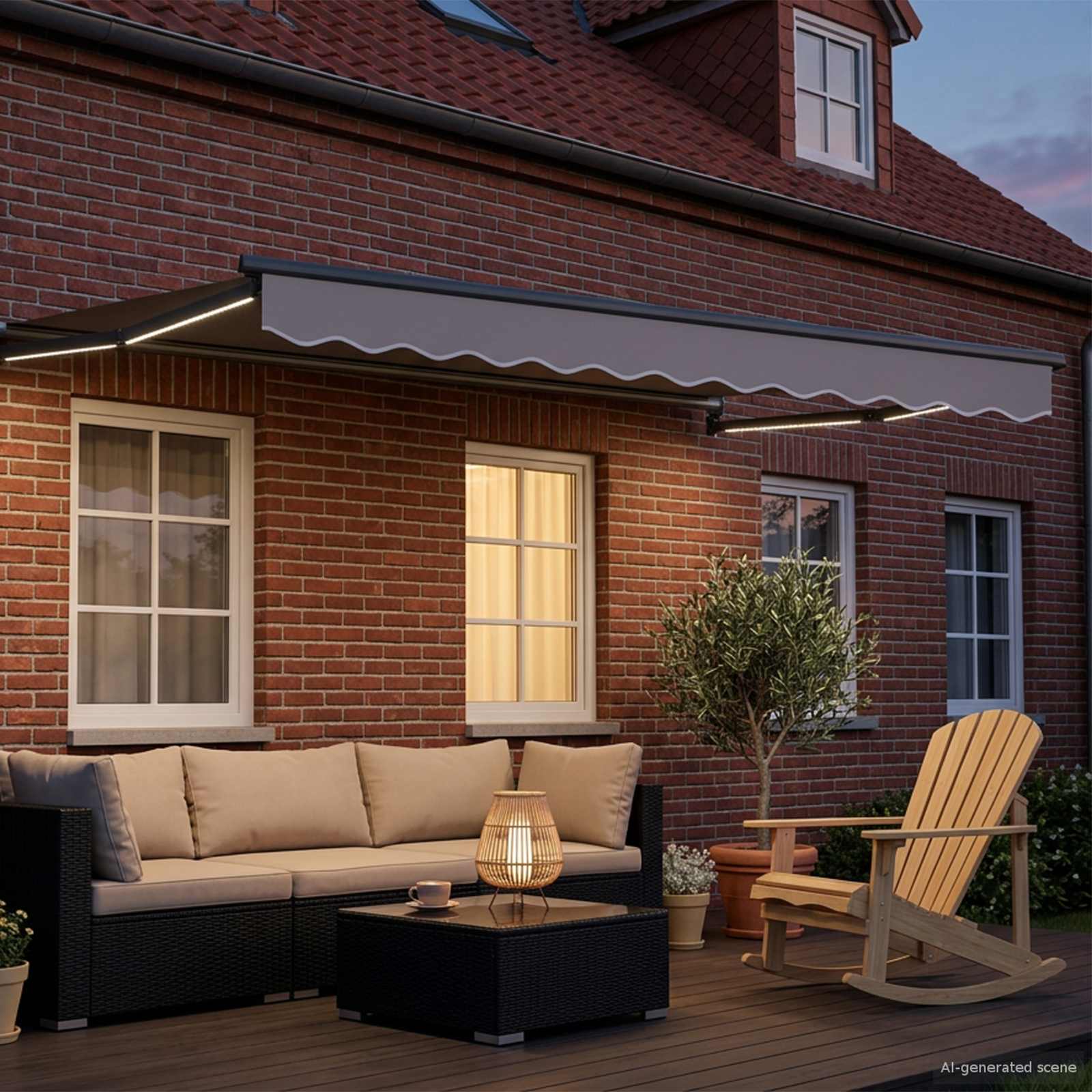 vidaXL Electric Awning Frame with LED and Wind Sensor 3 x 2 m