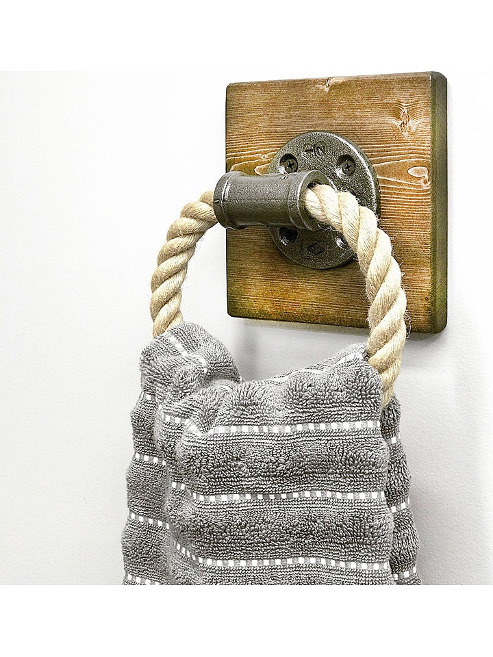 Evila Handtuchhalter "Boru" in Walnuss - (B)20 x (H)20 x (T)10 cm - onesize