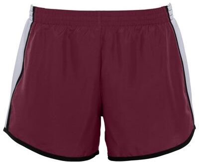Augusta Sportswear 1265 Athletic Women's Pulse Shorts in Maroon/White/Black size Small   Polyester