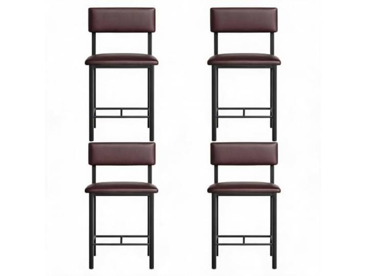 GarveeHome Barhocker 4er Set 63,5 cm Metall PU-Leder gepolstert Braun Gepolsterte Sitzfläche, Rückenstütze, Fußablage, Stabile Beine, Tresen