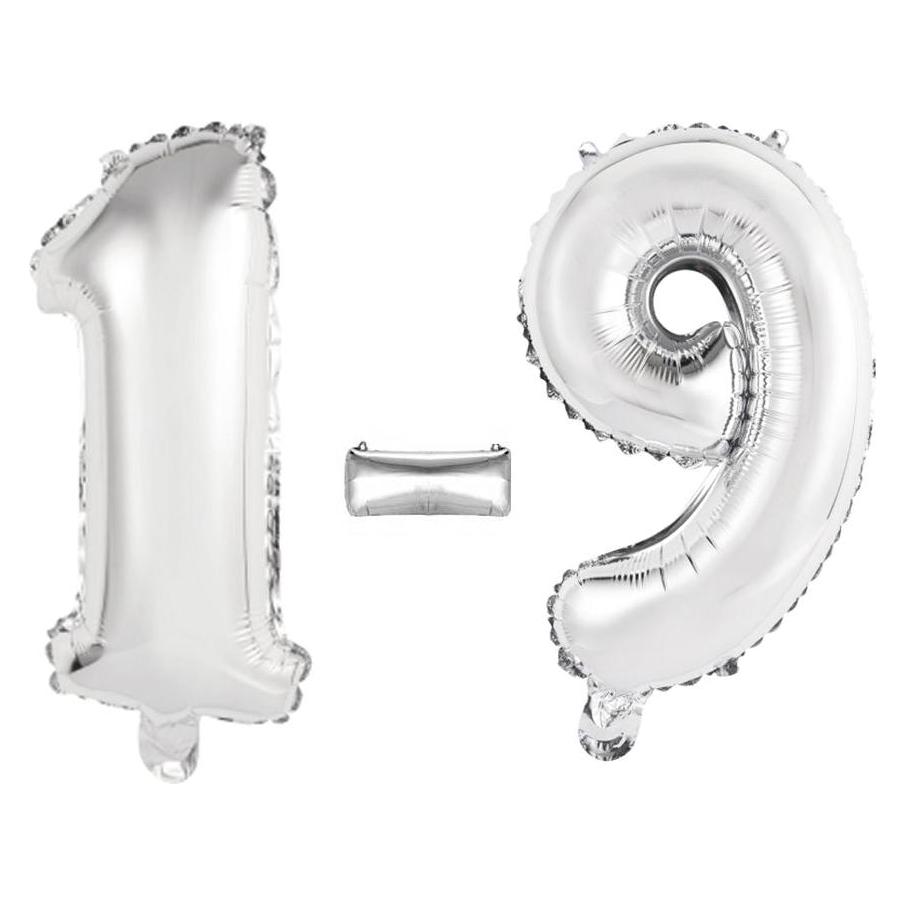 Amscan Silberfarbener Folienballon, Höhe 41cm Nummer 0 (1x) (9909678)
