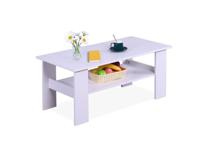 Couchtisch mit unterer Ablage Weiss