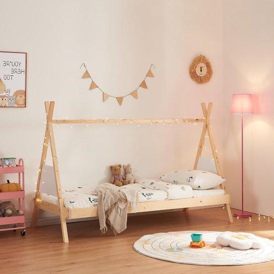Kinderbett Zelt - Jugendbett - Schlafzimmerdekoration - Hochwertige Ausführung - 90x200 cm - Naturweiß