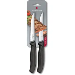 6.7933.12B Victorinox Steakmesser schwarz SwissClassic mit Wellen, 2 auf Blister