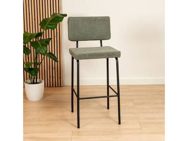 Tabouret de bar scandinave Espen vert en tissu recyclé 64-77 cm - Livin24