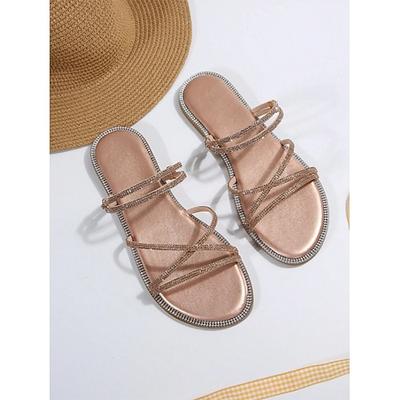 Elegante, verzierte flache Riemchensandalen für Damen – elegante Abendschuhe für Urlaubsessen