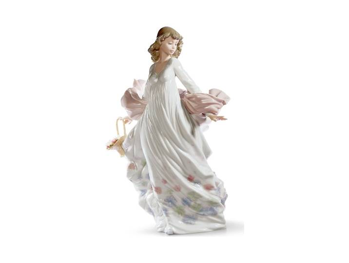 LLADRÓ objet décoratif FEMME AU PRINTEMPS AVEC CORBEILLE