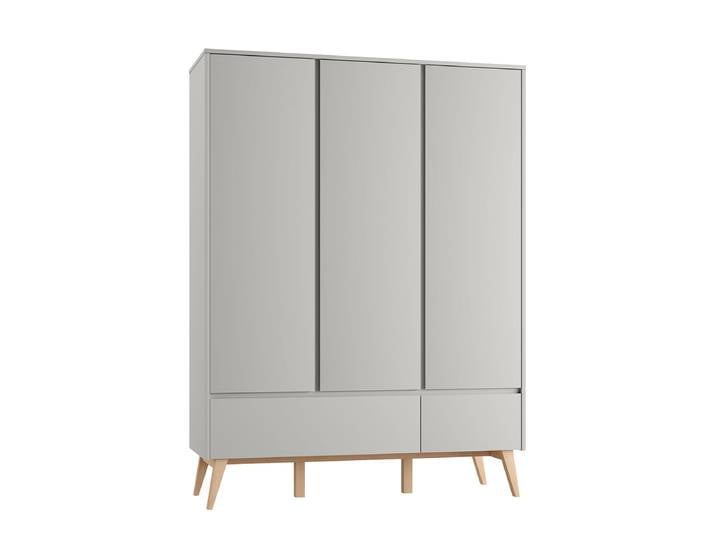 Armoire 3 portes 2 tiroirs Pinio Swing Gris et bois
