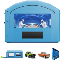 VEVOR Aufblasbare Lackierkabine 6,4x4,1x3 m Spritzkabine Lackierzelt Blau, mit 1100-W-Gebläse Aktivkohlefiltration Transparentem PVC-Fenster für Mittelgroße Pick-ups Große Möbel Tragbar