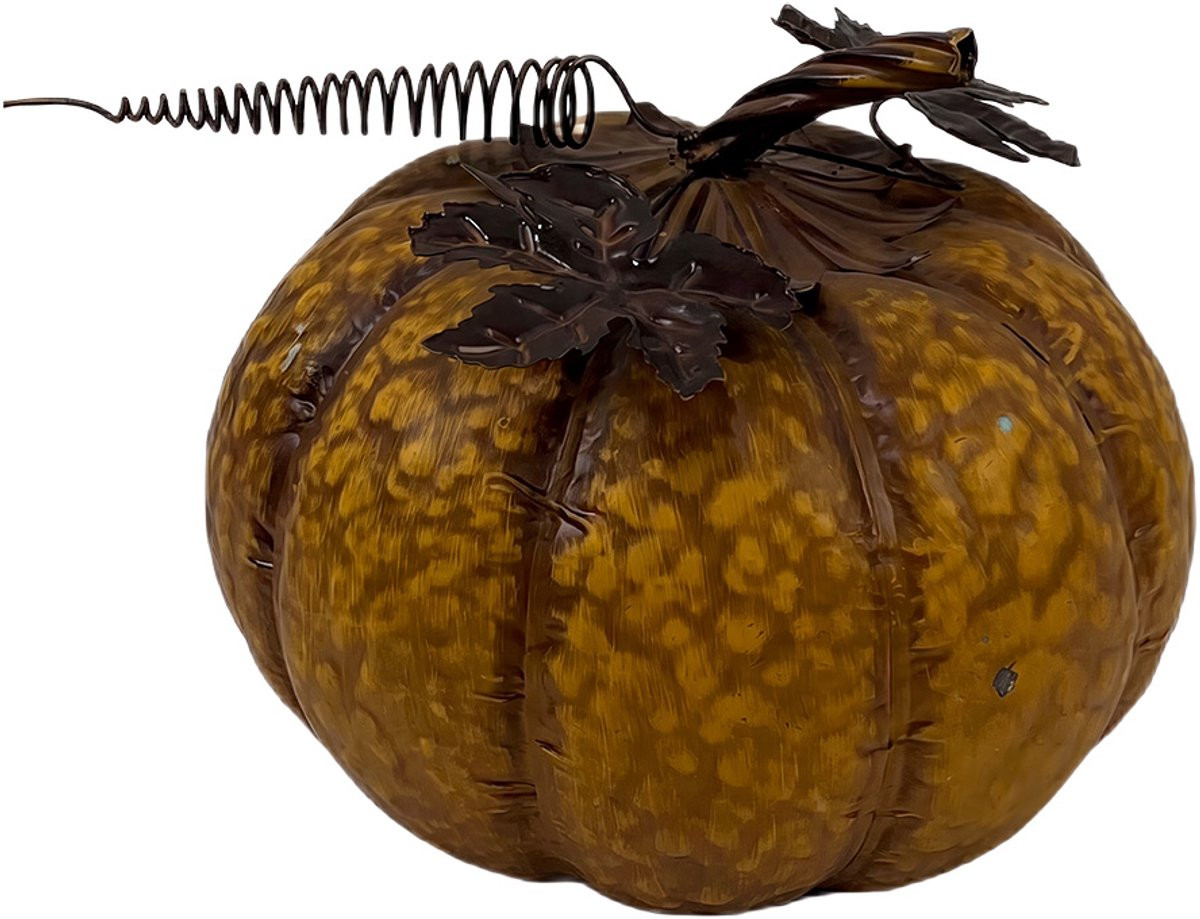 Clayre & Eef Decoratie Pompoen Geel Metaal Herfstdecoratie