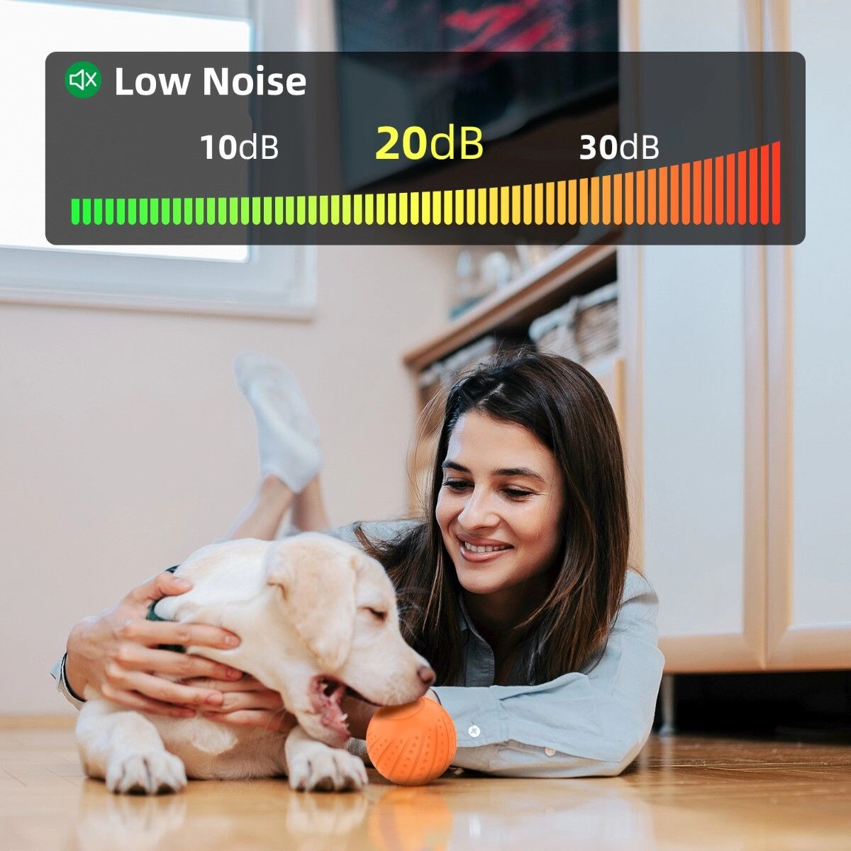 INF Balle électrique intelligente pour chien avec activation par mouvement, veille automatique et recharge Type-C Orange
