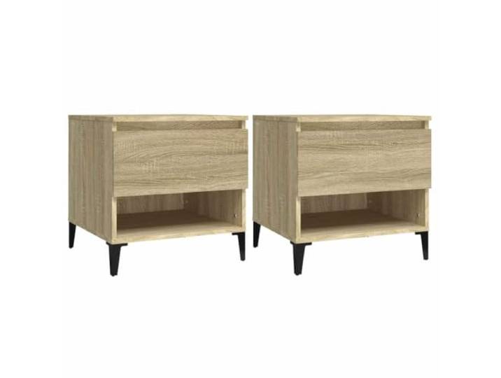 GKHPYURE Tische 2 Stück Sonoma Eiche 50 x 46 x 50 cm aus mehrschichtigem 1 Schublade, 1 Fach, Füße aus Metall, mehrschichtiges Holz, Wandbefestigung, Montageanleitung (evtl. nicht in deutscher