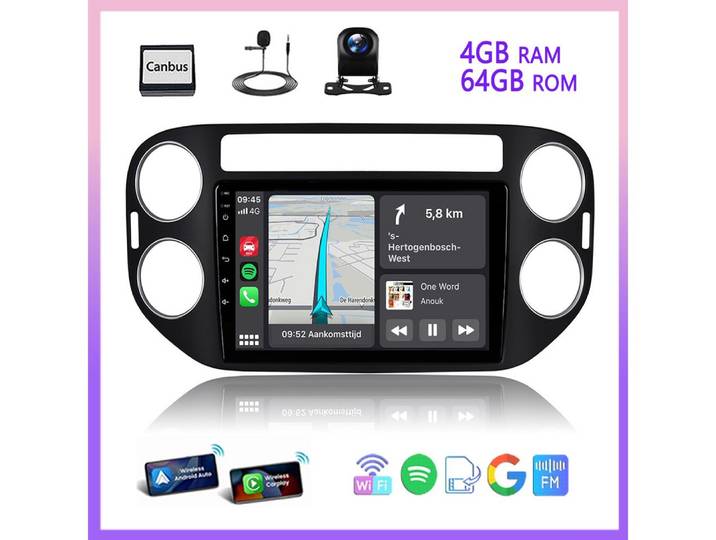 A-Sure 8-Core Carplay Android 15 Carplay GPS Navi Für VW GOLF Tiguan 5N 2013 Autoradio (Digitalradio (DAB), DSP, Apple Carplay, RDS, UI Theme)