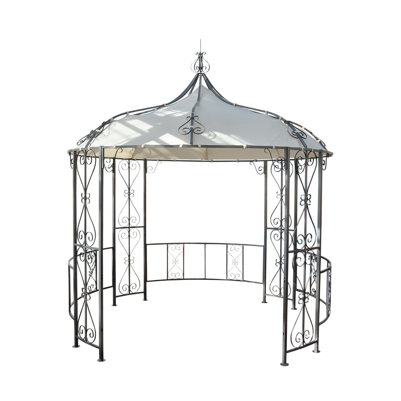 Pergola Cabrera, Rundpavillon Garten Pavillon, stabiles Stahl-Gestell, Ø 3m ~ creme