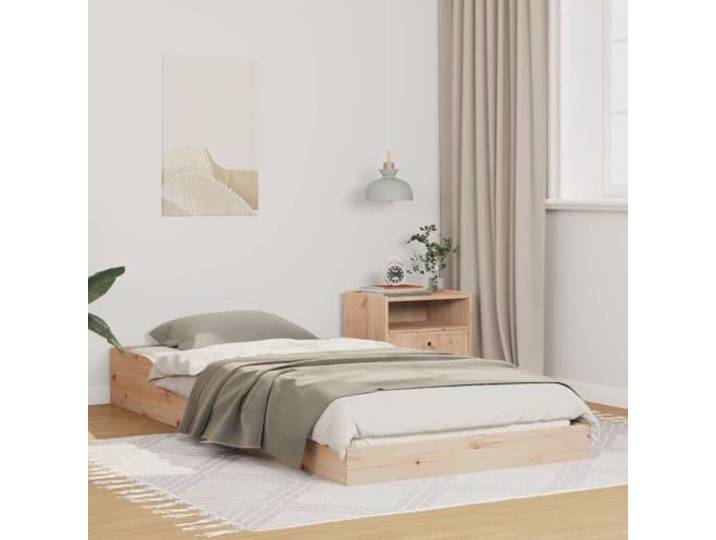 RJPLMFV Bettgestell, 100 x 200 cm, massives Kiefernholz Modernes Plattform-Design, ohne Lattenrost, inkl. Latten, langlebig für Schlafzimmer