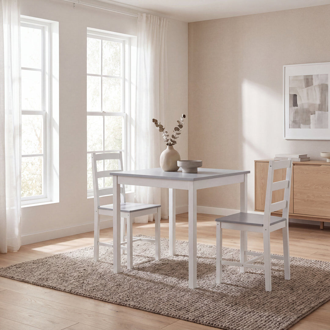 Borough Wharf Roseleaf 2 -Person Solid Wood Dining Set Gray 2